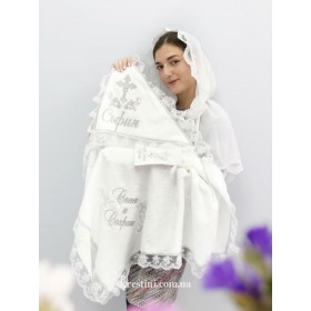 Крыжма для девочки "Виноградная гроздь" + мешочек + палантин